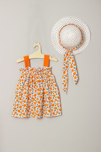 ADABEBEK Baby Girl Tangerine Patterned Hat Set
