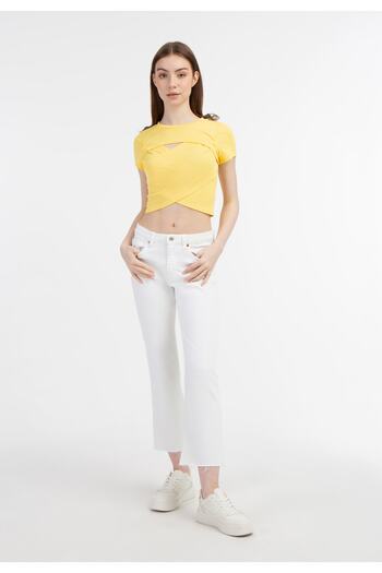 myMo Knitted short-sleeved top blonda