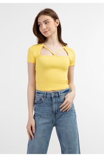 myMo Rippstrick T-Shirt blonda