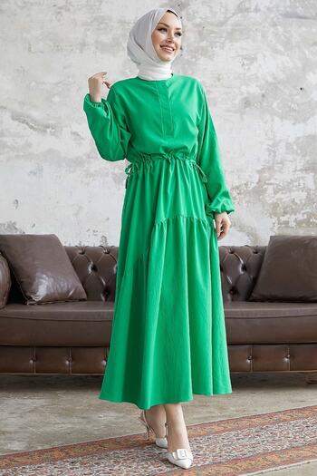 InStyle Merya Tunnel Belted Soft Ayrobin Dress - Green