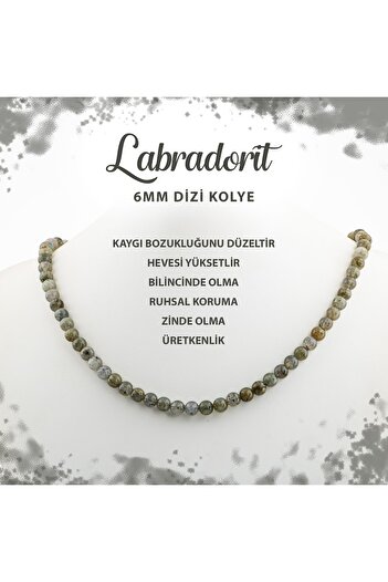 Deniz Doğal Taş Sertifikalı Labradorit 6 Mm Dizi Doğal Taş Kolye