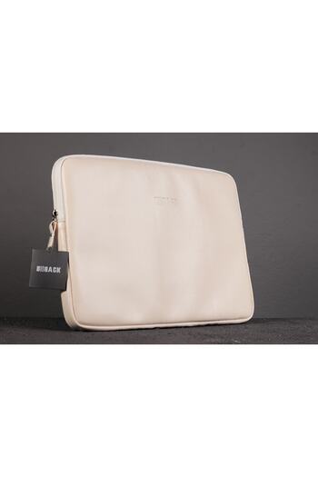 BBACK Laptop Cover Faux Leather Inner Dimensions: 27x37 Cm Cream White