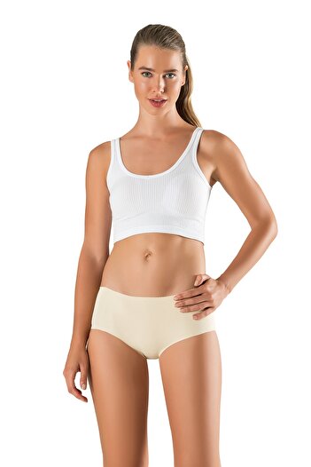 PROSLİM Women's Skin Bato Panties Laser Cut No Trace Seamless Gathering Silky