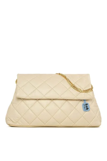 Bagmori Cream Women's Quilted Chain Strap and Portfolio Large Bag M000007954