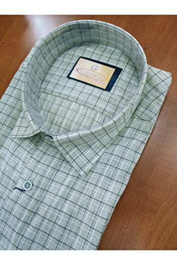 güncüoğlu Short Sleeve Pocketed 100% Cotton Classic Men's Shirt