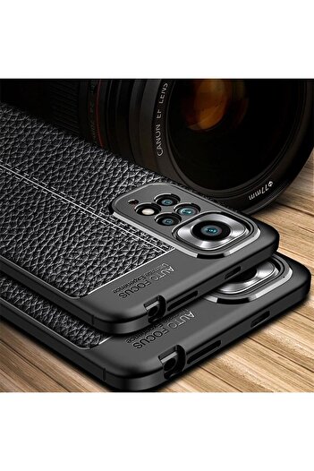 Fibaks Redmi Note 12 Pro Case Camera Protected Leather Look Stitching Pattern Niss Cover