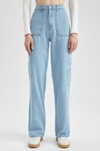 DeFacto 90's Wide Leg High Waist Wide Leg Long 100% Cotton Jean Pants A3470ax23sm