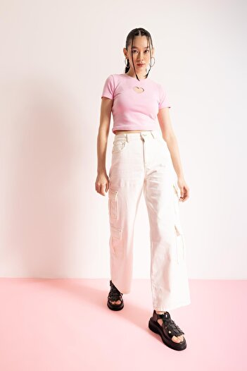 DeFacto Wide Leg Cargo 100% Cotton Trousers A4401ax23sm