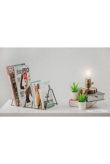 GO DEKOR Metal 5 Gözlü Iskandinav Masaüstü Dergilik Gazetelik, Plaklı Ve Kitaplık