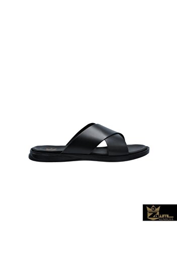 Zaim Kundura Men's Black Genuine Leather Slippers342503005-1