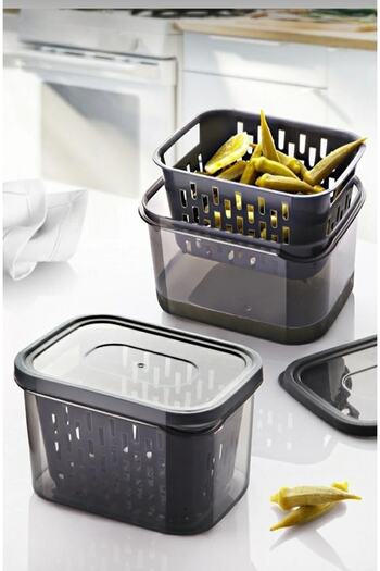 AHİR TİCARET Deep Storage Container with Strainer - Leakproof Olive Bowl and Pickle Bowl 1.6 Liter