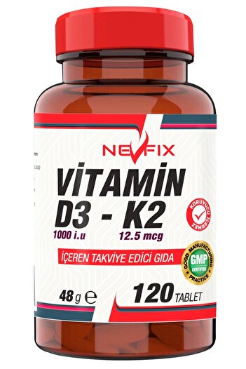 Nevfix Vitamin D3 1000 Iu Vitamin K2 12.5 Mcg 120 Tablets