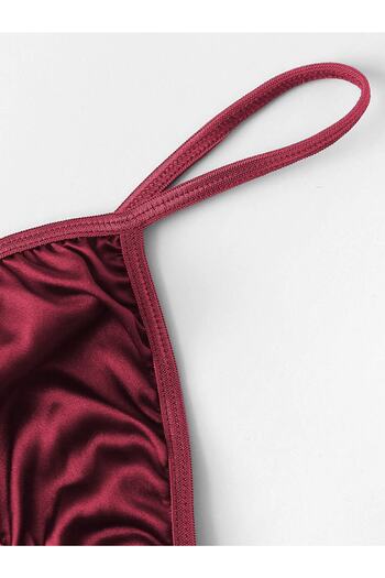 PEMBİŞ HOMEWEAR Flex 3'lü Bordo Saten Şort Takımı