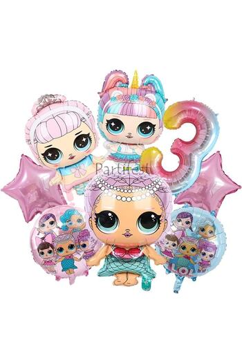 Parti Station Surprise 3 Year Old Balloon Set Baby Balloon Set Birthday Party Set