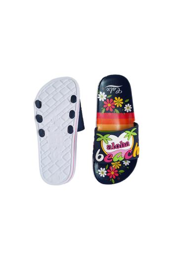 Calx Soft Flexible Sole Aloha Written Floral Lightweight Daily Girls' Slippers