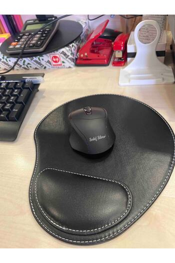 SEDEF SİLVER Faux Leather Wrist Support Long 23 X 27 cm Mouse Pad 318