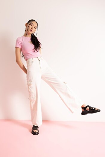DeFacto Wide Leg Cargo 100% Cotton Trousers A4401ax23sm