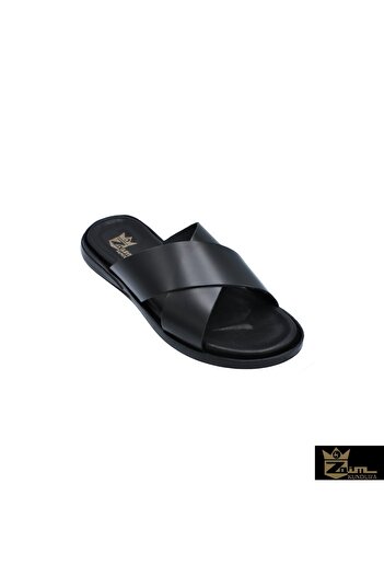 Zaim Kundura Men's Black Genuine Leather Slippers342503005-1