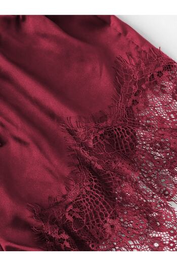 PEMBİŞ HOMEWEAR Flex 3'lü Bordo Saten Şort Takımı