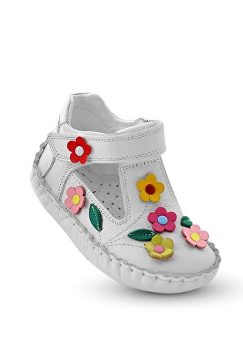 KAPTAN JUNIOR Pantofi Ortopedici Fetiță din Piele Naturală - Ghete Ilkadım ITDK 205 Alb