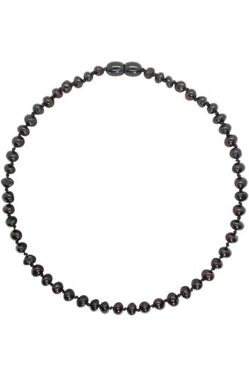 STONE CAPSULE Vişne (CHERRY) Renk Parlak Barok Kesim Baltık Kehribar Bebek Diş Kolyesi (33 CM) (UNİSEX)