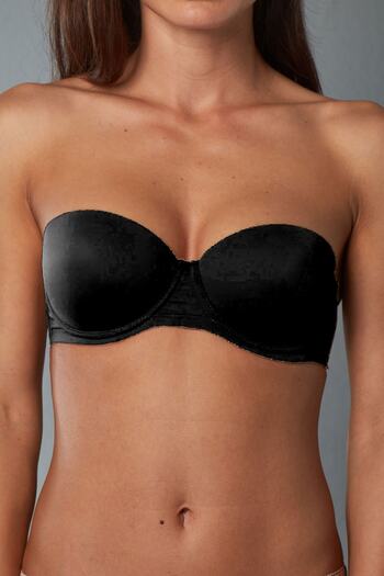MİSS CLAİRE Women's Black 11-382 Semi Pus-Up Underwire Strapless Bra