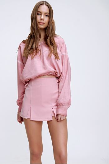 Trend Alaçatı Stili Women's Powder Mini Slit Detailed Shorts Skirt ALC-X5966