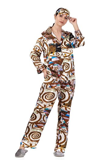 Nomads Felt Silk Shirt Trousers-Pajamas Set| Gustav Klimt Expectation| Nomads Felt