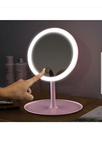 Genel Markalar Dokunmatik Led Işıklı Usb Li Yuvarlak Masa Üstü Makyaj Aynası Makyaj Aynası Ledli