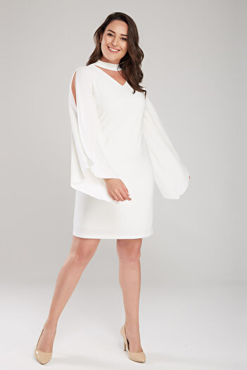 Laranor Women's Ecru Sleeve Detailed Dress 17LB9098