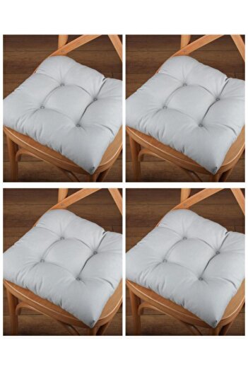 ALTINPAMUK 4-Piece Gold Gray Fluffy Chair Cushion Special Stitched Lace up 40X40Cm