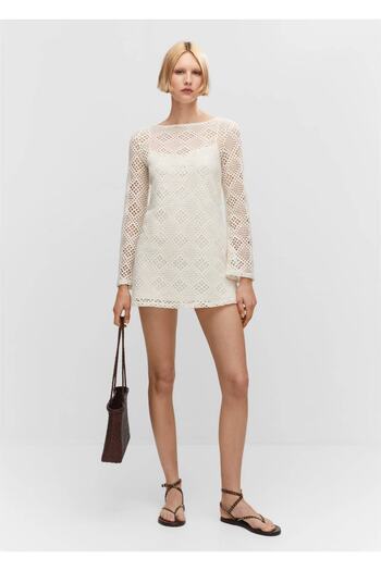 MANGO Woman Geometric Patterned Openwork Dress