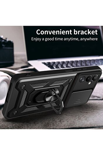 Fibaks Tecno Pova 4 Pro Case with Camera Protection Sliding Ring Armor Military Tank Protective Cover