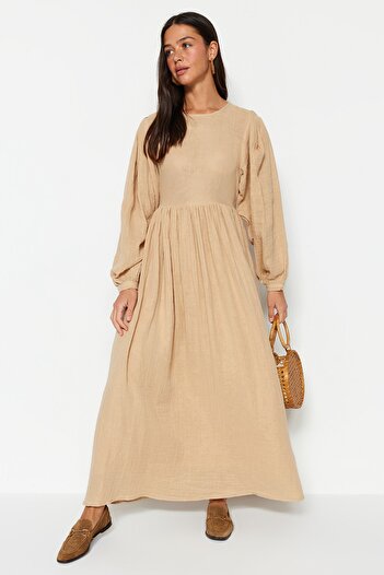 Trendyol Modest Φόρεμα από βιζόν με άνετη εφαρμογή και επένδυση από μουσελίνα 100% βαμβακερό υφαντό TCTSS23EB00048