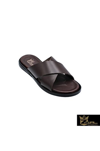 Zaim Kundura Men Brown Genuine Leather Slippers342503005-1