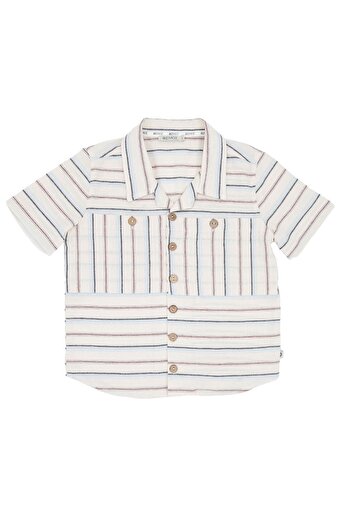 Ozmoz By Mukadder Özden 100% Cotton Sports Cut Short Sleeve Natural Shirt