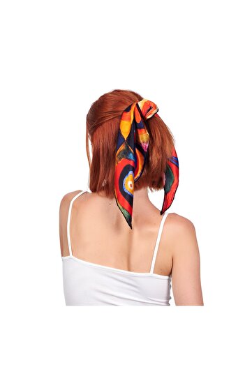 Nomads Felt %100 Ipek Fular Bandana | Kandinsky Squares With Circles