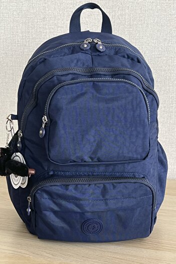 MORCA Fcstore Crinkle Fabric Water Resistant Medium Size Navy Blue Crinkle Backpack/laptop School Bag
