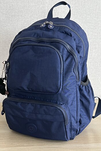 MORCA Fcstore Crinkle Fabric Water Resistant Medium Size Navy Blue Crinkle Backpack/laptop School Bag