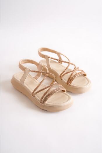 Moda Değirmeni Ten Women's Cross Stone Sandals Bg1091-123-0007