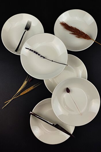 Digithome 6-Piece Sea Form Porcelain Pit Plate Dinner Plate Set 19 Cm Cream - Tl4037010 C320.003