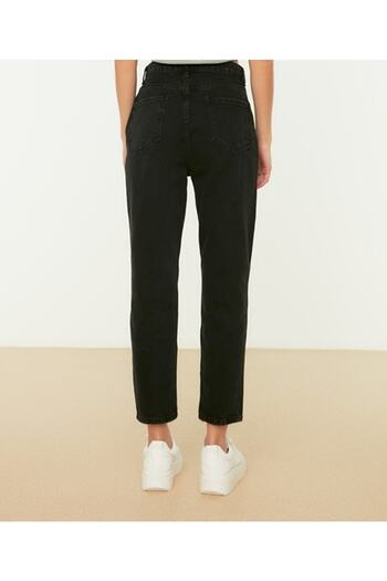 LİMABEL Černé lycrové džíny Mom Jeans s vysokým pasem – stálobarevné a extra pohodlné
