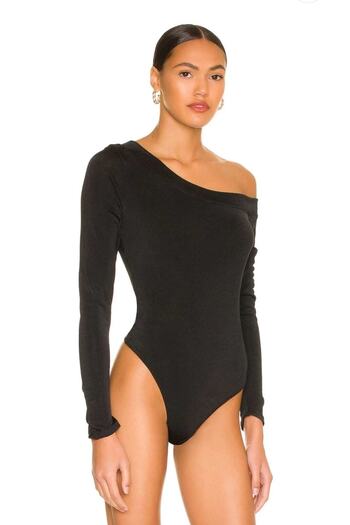 Zagrep Women's Black One Shoulder Silk Jersey Bodysuit