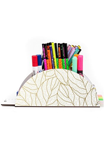 kutuTR Wooden Vip Pattern Series Rainbow Ruled Desktop Pen Holder Organizer Assembled Boxed