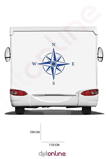 Dijitonline Autocolant pentru rulotă - Autocolant busolă - 110x109 cm