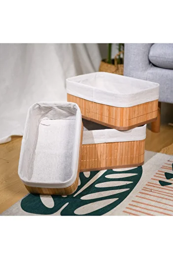 Senin Dükkanın 3-Piece Bamboo Multi-Purpose Basket Natural Rectangular (11127)