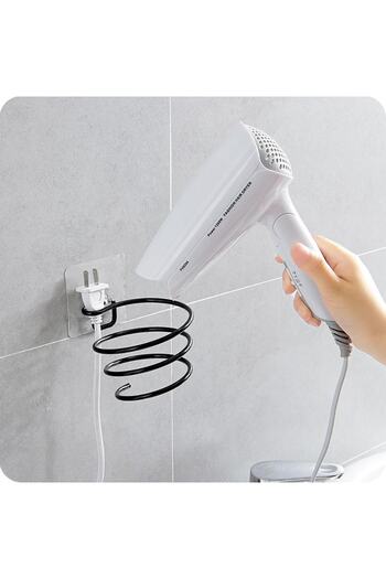 Sas Haus Adhesive Hair Dryer Black, Magic Adhesive Black Hair Dryer Hanger S-01