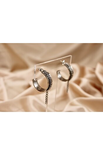 Vitastyle Silver Vintage Chain Steel Earrings