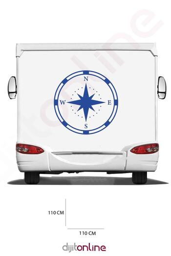 Dijitonline Autocolant pentru Rulotă - Autocolant Busolă - 110x110 Cm