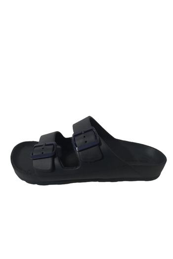 GEZER Men's Navy Blue Double Buckle Orthopedic Light and Comfortable Slippers